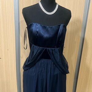 Dessy Collection Strapless Navy Blue Evening Dress
